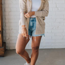  HIDDEN GEMS | Hollowed Knit Open Front Cardigan