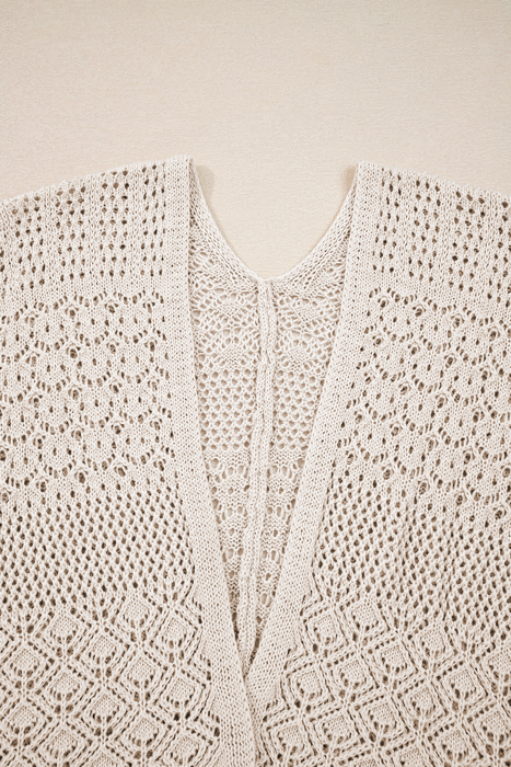 HIDDEN GEMS | Hollowed Knit Open Front Cardigan