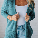  HIDDEN GEMS | Hollowed Knit Open Front Cardigan