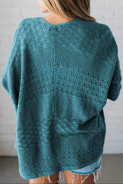 HIDDEN GEMS | Hollowed Knit Open Front Cardigan