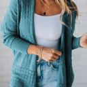  HIDDEN GEMS | Hollowed Knit Open Front Cardigan
