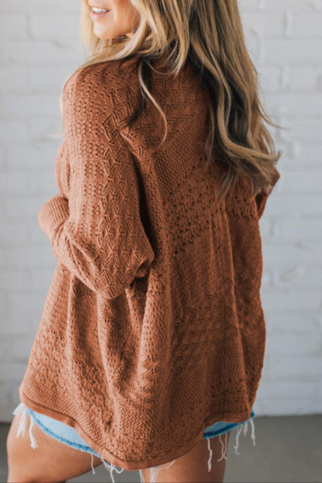 HIDDEN GEMS | Hollowed Knit Open Front Cardigan