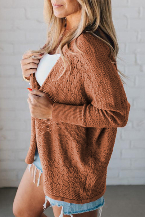 HIDDEN GEMS | Hollowed Knit Open Front Cardigan
