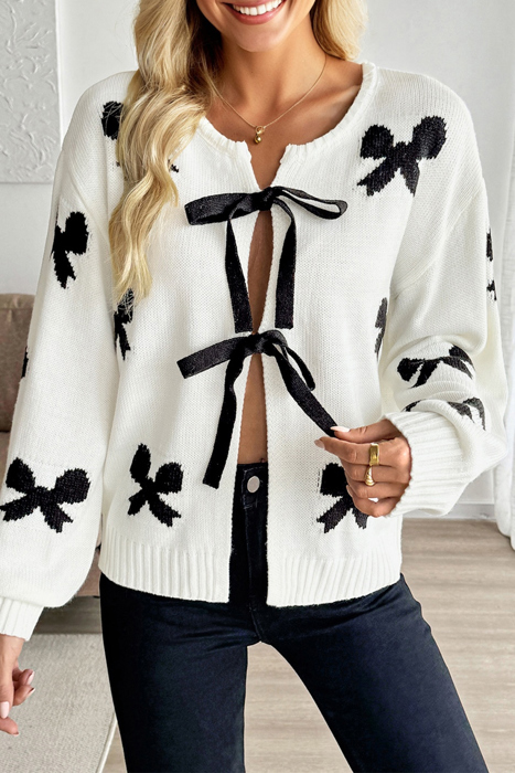 HIDDEN GEMS | Bow Tie Lace-Up Sweater Cardigan