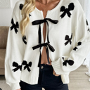  HIDDEN GEMS | Bow Tie Lace-Up Sweater Cardigan