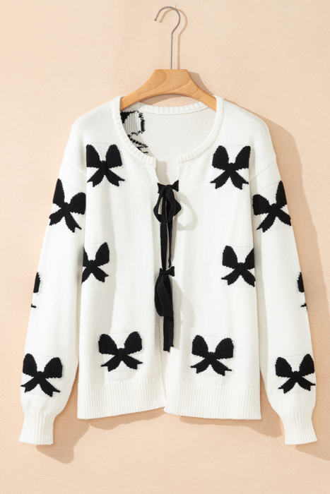 HIDDEN GEMS | Bow Tie Lace-Up Sweater Cardigan