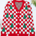  HIDDEN GEMS | Christmas Tree Checker Buttoned V-Neck Cardigan