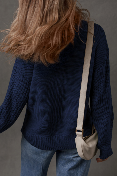 HIDDEN GEMS | Solid Front Seam Drop Shoulder Sweater