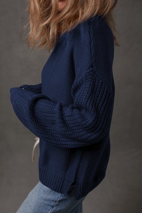 HIDDEN GEMS | Solid Front Seam Drop Shoulder Sweater