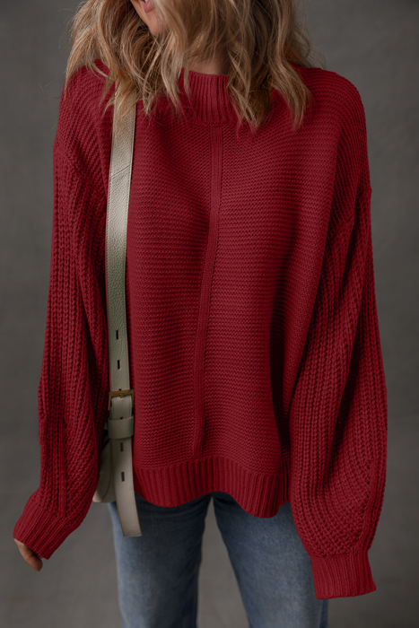 HIDDEN GEMS | Solid Front Seam Drop Shoulder Sweater
