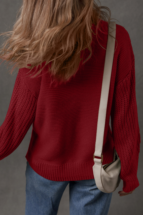 HIDDEN GEMS | Solid Front Seam Drop Shoulder Sweater
