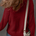  HIDDEN GEMS | Solid Front Seam Drop Shoulder Sweater