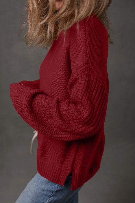 HIDDEN GEMS | Solid Front Seam Drop Shoulder Sweater