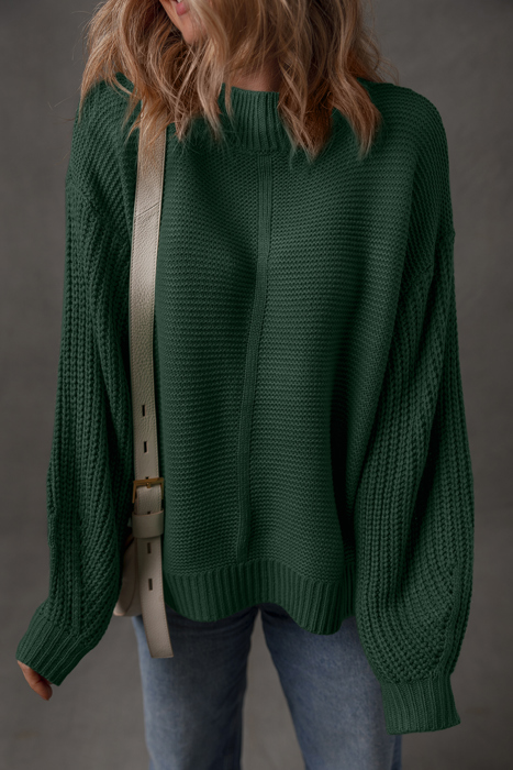 HIDDEN GEMS | Solid Front Seam Drop Shoulder Sweater