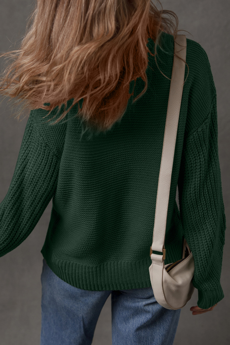 HIDDEN GEMS | Solid Front Seam Drop Shoulder Sweater
