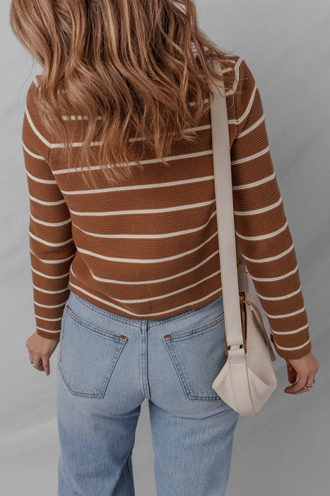 HIDDEN GEMS | Stripe Tie-Front V-Neck Cardigan Sweater