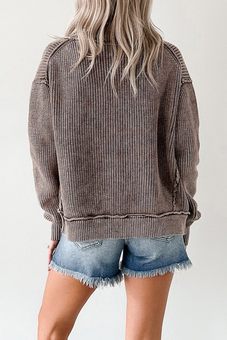 HIDDEN GEMS | Mineral Wash Exposed Seam Open Cardigan