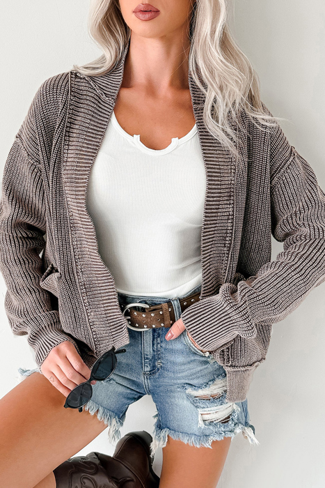 HIDDEN GEMS | Mineral Wash Exposed Seam Open Cardigan
