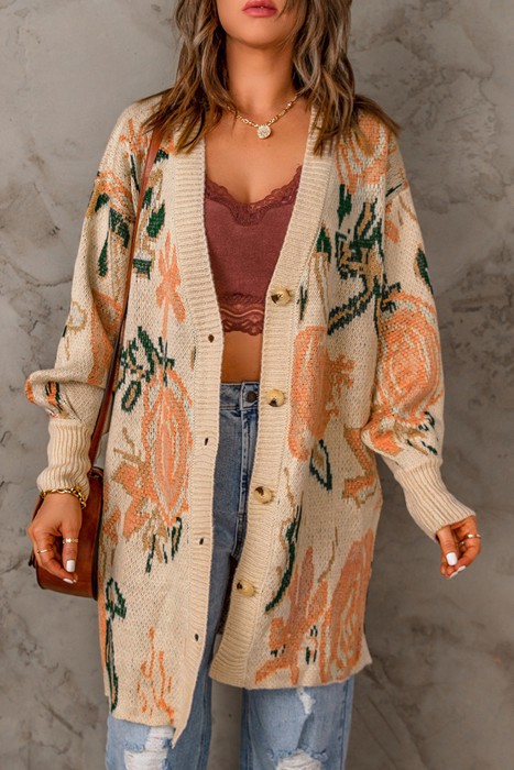 SALE! Floral Buttoned Cardigan 