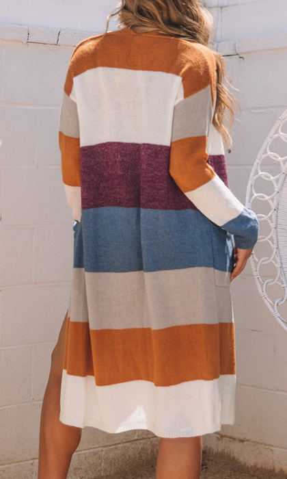 HIDDEN GEMS Colorblock Stripe Soft Cardigan