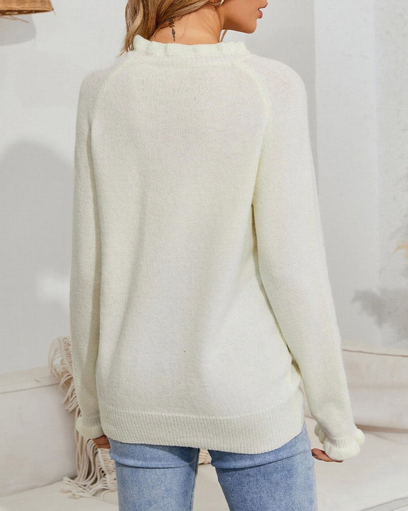 SALE! Soft Ruffle Buttoned Sweater