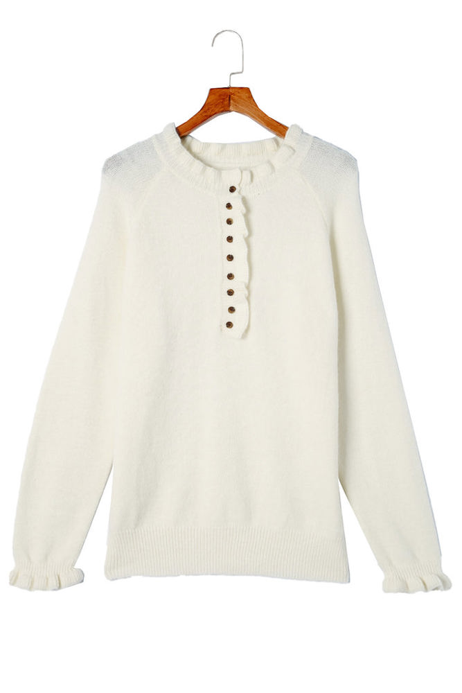 SALE! Soft Ruffle Buttoned Sweater