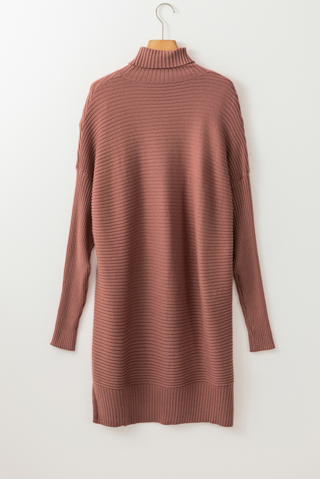 HIDDEN GEMS Ribbed Turtleneck Tunic Sweater