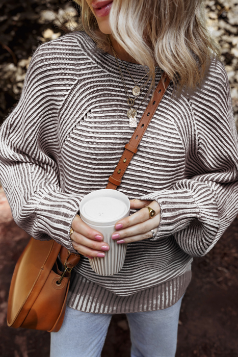 HIDDEN GEMS | Stripe Ribbed Knit Boat Neck Sweater