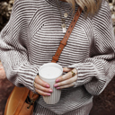  HIDDEN GEMS | Stripe Ribbed Knit Boat Neck Sweater