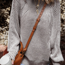  HIDDEN GEMS | Stripe Ribbed Knit Boat Neck Sweater