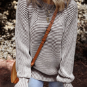  HIDDEN GEMS | Stripe Ribbed Knit Boat Neck Sweater