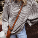  HIDDEN GEMS | Stripe Ribbed Knit Boat Neck Sweater