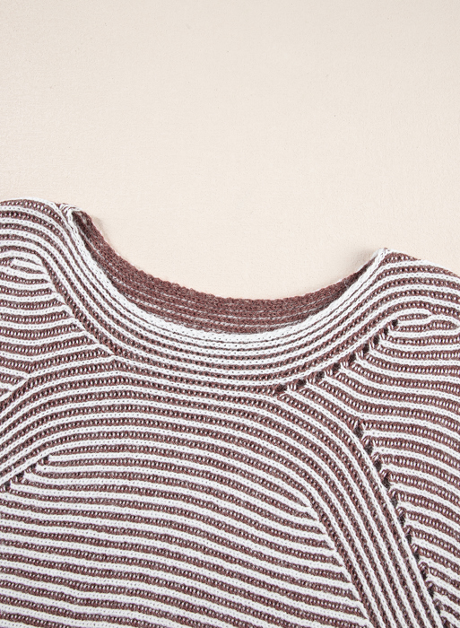 HIDDEN GEMS | Stripe Ribbed Knit Boat Neck Sweater