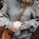  HIDDEN GEMS | Stripe Ribbed Knit Boat Neck Sweater