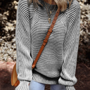  HIDDEN GEMS | Stripe Ribbed Knit Boat Neck Sweater