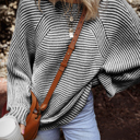  HIDDEN GEMS | Stripe Ribbed Knit Boat Neck Sweater