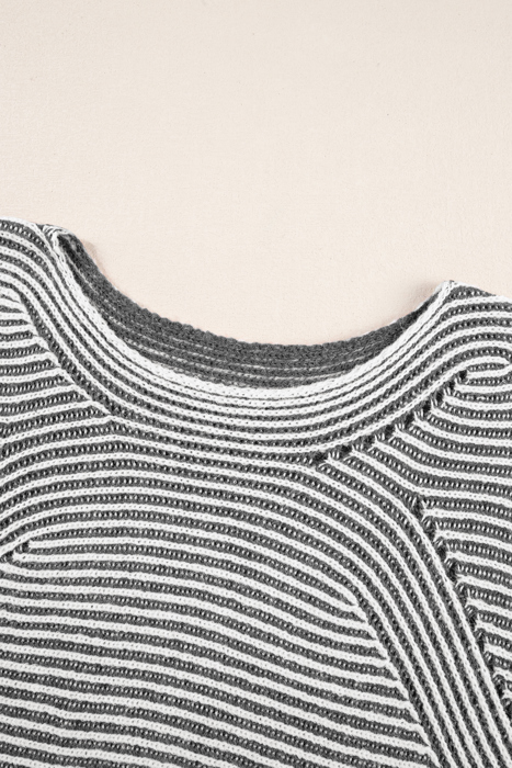 HIDDEN GEMS | Stripe Ribbed Knit Boat Neck Sweater