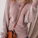 Red Dahlia Small HIDDEN GEMS | Stripe Ribbed Knit Boat Neck Sweater