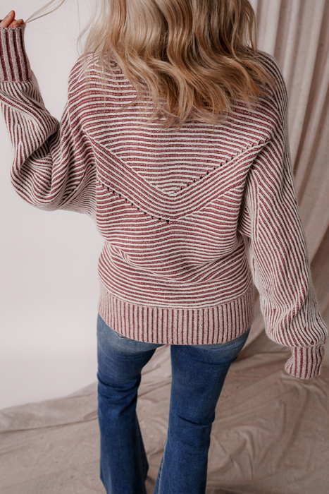 HIDDEN GEMS | Stripe Ribbed Knit Boat Neck Sweater
