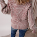  HIDDEN GEMS | Stripe Ribbed Knit Boat Neck Sweater
