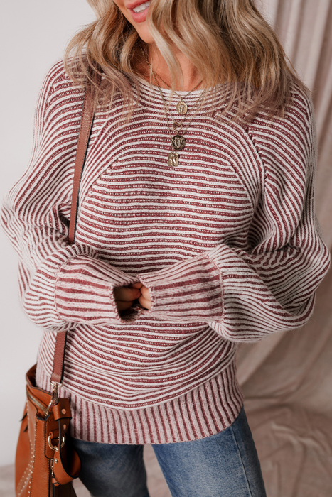 HIDDEN GEMS | Stripe Ribbed Knit Boat Neck Sweater