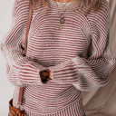  HIDDEN GEMS | Stripe Ribbed Knit Boat Neck Sweater