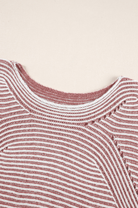 HIDDEN GEMS | Stripe Ribbed Knit Boat Neck Sweater