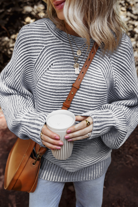 HIDDEN GEMS | Stripe Ribbed Knit Boat Neck Sweater