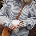  HIDDEN GEMS | Stripe Ribbed Knit Boat Neck Sweater