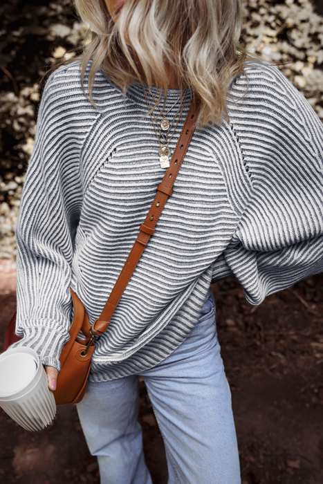 HIDDEN GEMS | Stripe Ribbed Knit Boat Neck Sweater