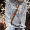  HIDDEN GEMS | Stripe Ribbed Knit Boat Neck Sweater