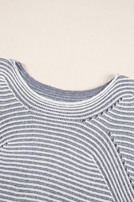 HIDDEN GEMS | Stripe Ribbed Knit Boat Neck Sweater
