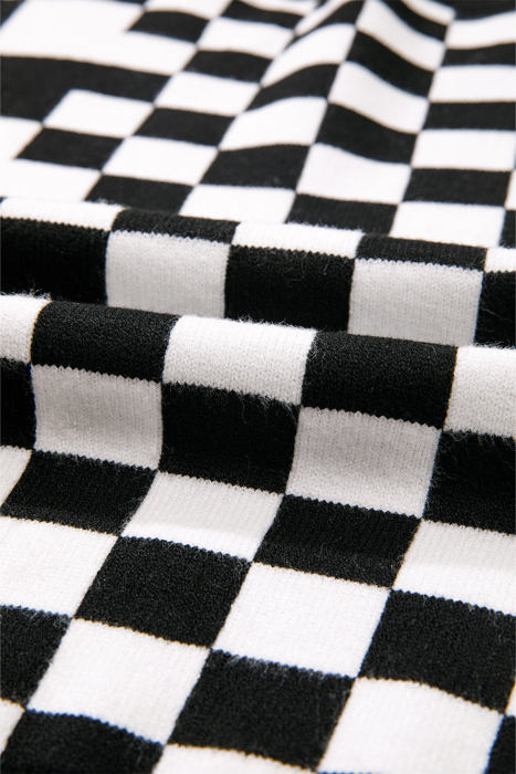 HIDDEN GEMS | Checker Round Neck Drop Shoulder Sweater