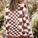  HIDDEN GEMS | Checker Round Neck Drop Shoulder Sweater